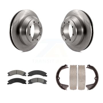Rear Disc Rotors Semi-Metallic Pads And Parking Brake Shoes Kit For Ford E-350 Super Duty K8S-104394
