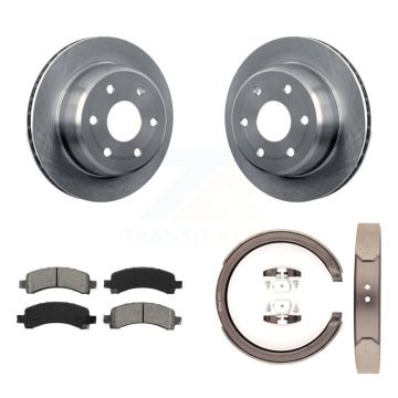 Rear Disc Rotors Semi-Metallic Pads Parking Shoes Kit For Chevrolet GMC Avalanche 1500 XL K8S-104407