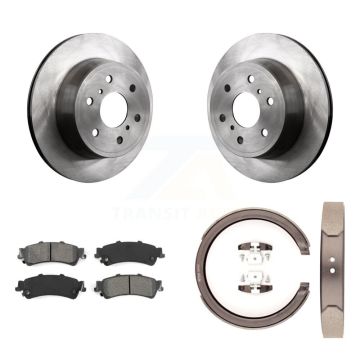 Rear Disc Rotors Semi-Metallic Pads & Parking Brake Shoes Kit For GMC Sierra 1500 Classic K8S-104412