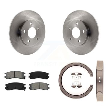 Rear Disc Rotors Semi-Metallic Pads And Parking Brake Shoes Kit For Cadillac DeVille K8S-104413