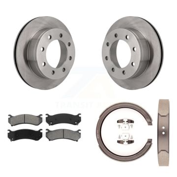 Rear Disc Rotors Semi-Metallic Pads Parking Brake Shoes Kit For GMC Sierra 2500 Yukon XL K8S-104417