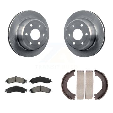 Rear Disc Rotors Semi-Metallic Pads & Parking Shoes Kit For Chevrolet Silverado 1500 GMC K8S-104419