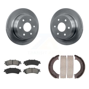 Rear Disc Rotors Semi-Metallic Pads & Parking Shoes Kit For Chevrolet Silverado 1500 GMC K8S-104420
