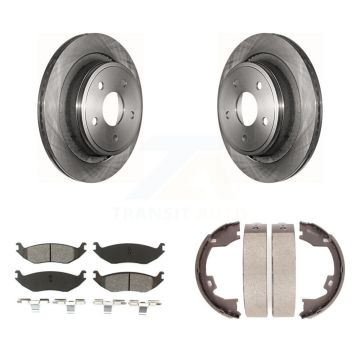 Rear Disc Rotors Semi-Metallic Pads And Parking Brake Shoes Kit For Dodge Ram 1500 K8S-104432