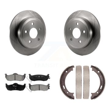 Rear Disc Rotors Semi-Metallic Pads & Parking Shoes Kit For Jeep Grand Cherokee Commander K8S-104441