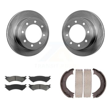 Rear Disc Rotors Semi-Metallic Pads And Parking Shoes Kit For Ford E-350 Super Duty E-250 K8S-104443