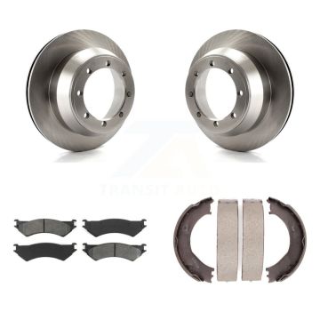 Rear Disc Rotors Semi-Metallic Pads Parking Shoes Kit For Ford E-350 Super Duty Econoline K8S-104445