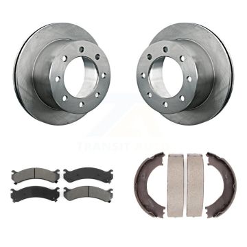 Rear Disc Rotors Semi-Metallic Pads Parking Shoes Kit For Chevrolet GMC Silverado 3500 HD K8S-104446