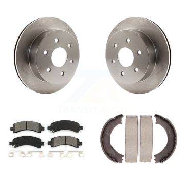 Rear Disc Rotors Semi-Metallic Pads Parking Brake Shoes Kit For GMC Savana 2500 Chevrolet K8S-104449