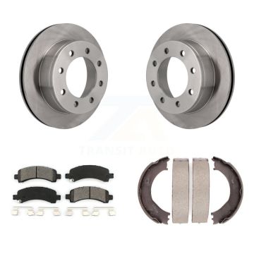 Rear Disc Rotors Semi-Metallic Pads Parking Shoes Kit For Chevrolet GMC Express 3500 2500 K8S-104451