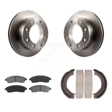 Rear Disc Rotors Semi-Metallic Pads And Parking Shoes Kit For Ford F-350 Super Duty F-250 K8S-104453