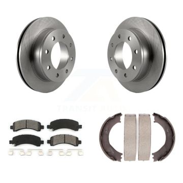 Rear Disc Rotors Semi-Metallic Pads Parking Shoes Kit For Chevrolet Express 3500 GMC 2500 K8S-104456
