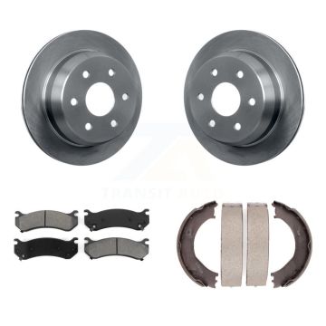 Rear Disc Rotors Semi-Metallic Pads Parking Shoes Kit For Chevrolet Silverado 2500 HD GMC K8S-104458
