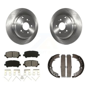 Rear Disc Rotors Semi-Metallic Pads & Parking Brake Shoes Kit For 2011-2017 Honda Odyssey K8S-104460