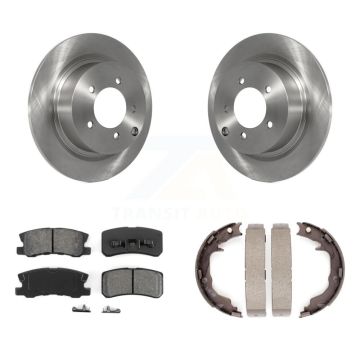 Rear Disc Rotors Semi-Metallic Pads Parking Shoes Kit For Jeep Mitsubishi Patriot Compass K8S-104463