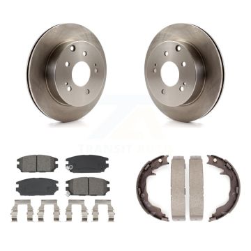 Rear Disc Rotors Semi-Metallic Pads Parking Brake Shoes Kit For Mitsubishi Eclipse Galant K8S-104464