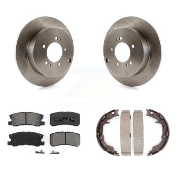 Rear Disc Rotors Semi-Metallic Pads And Parking Brake Shoes Kit For Mitsubishi Outlander K8S-104468