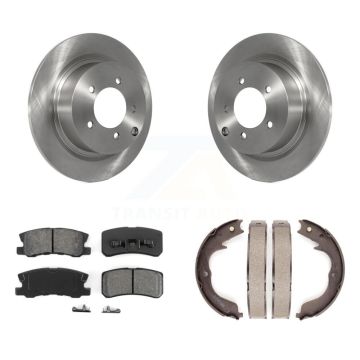 Rear Disc Rotors Semi-Metallic Pads Parking Shoes Kit For 2008 Mitsubishi Outlander 2.4L K8S-104469