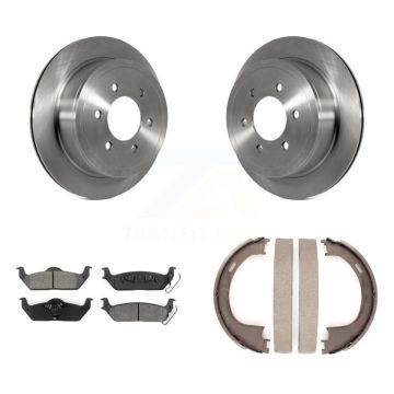 Rear Disc Rotors Semi-Metallic Pads And Parking Shoes Kit For Ford F-150 Lincoln Mark LT K8S-104470