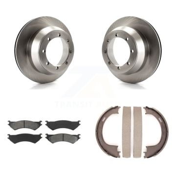 Rear Disc Rotors Semi-Metallic Pads And Parking Brake Shoes Kit For Ford F-150 Heritage K8S-104476