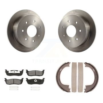Rear Disc Rotors Semi-Metallic Pads And Parking Brake Shoes Kit For Ford F-150 F-250 K8S-104478