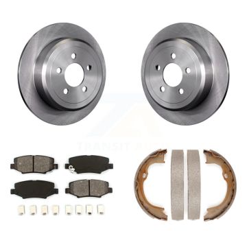 Rear Disc Rotors Semi-Metallic Pads Parking Brake Shoes Kit For Jeep Liberty Dodge Nitro K8S-104491
