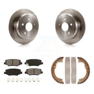 Rear Disc Rotors Semi-Metallic Pads And Parking Brake Shoes Kit For Jeep Wrangler JK K8S-104492