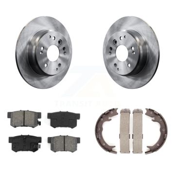 Rear Disc Rotors Semi-Metallic Pads & Parking Brake Shoes Kit For Acura TL Honda Element K8S-104497