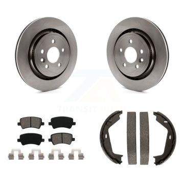 Rear Disc Rotors Semi-Metallic Pads Parking Shoes Kit For Volvo S80 AWD With Vented Rotor K8S-104503