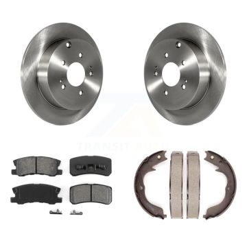 Rear Disc Rotors Semi-Metallic Pads And Parking Brake Shoes Kit For Mitsubishi Endeavor K8S-104509