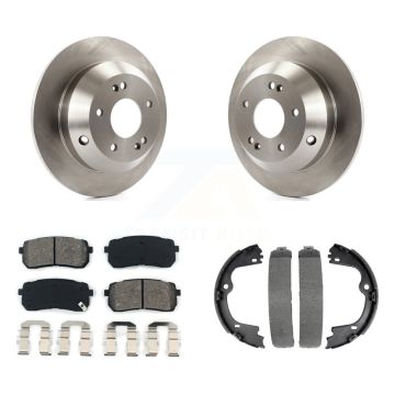 Rear Disc Rotors Semi-Metallic Pads And Parking Brake Shoes Kit For Kia Sedona K8S-104521