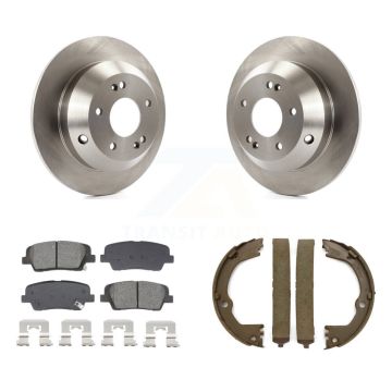 Rear Disc Rotors Semi-Metallic Pads & Parking Shoes Kit For Hyundai Santa Fe Sport Kia XL K8S-104522