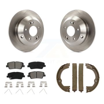 Rear Disc Rotors Semi-Metallic Pads Parking Brake Shoes Kit For Hyundai Santa Fe Sport XL K8S-104524