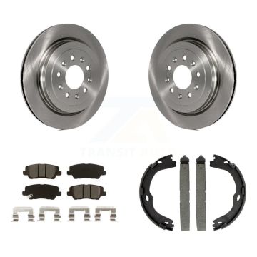 Rear Disc Rotors Semi-Metallic Pads And Parking Brake Shoes Kit For Cadillac ATS K8S-104525