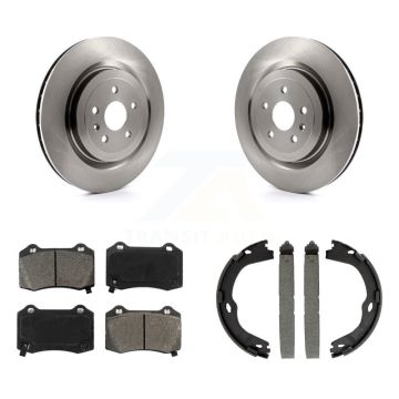 Rear Disc Rotors Semi-Metallic Pads & Parking Shoes Kit For Chevrolet Camaro Cadillac CTS K8S-104526