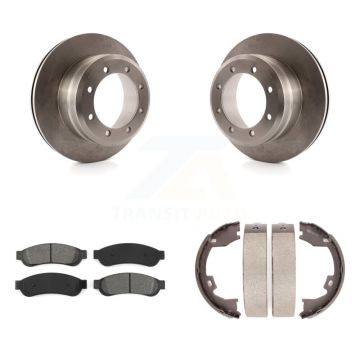 Rear Disc Rotors Semi-Metallic Pads And Parking Shoes Kit For Ford F-350 Super Duty F-450 K8S-104529