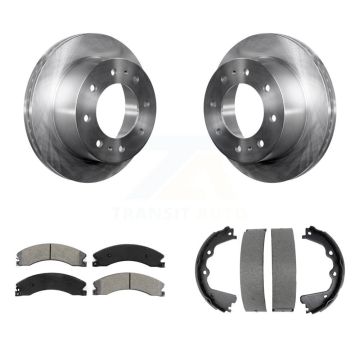Rear Disc Rotors Semi-Metallic Pads & Parking Shoes Kit For GMC Sierra 2500 HD Chevrolet K8S-104530