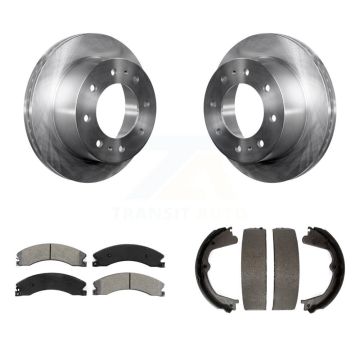 Rear Disc Rotors Semi-Metallic Pads Parking Shoes Kit For Chevrolet Silverado 2500 HD GMC K8S-104531