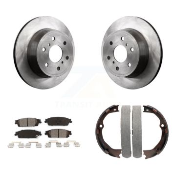 Rear Disc Rotors Semi-Metallic Pads Parking Shoes Kit For GMC Chevrolet Sierra 1500 Tahoe K8S-104532