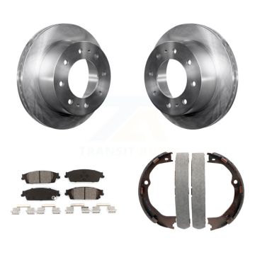 Rear Disc Rotors Semi-Metallic Pads And Parking Brake Shoes Kit For Chevrolet Suburban K8S-104533