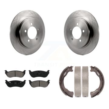 Rear Disc Rotors Semi-Metallic Pads And Parking Brake Shoes Kit For Ford Explorer Mercury K8S-104538
