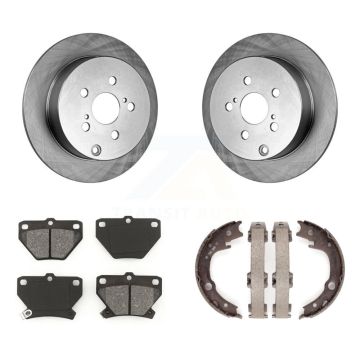 Rear Disc Rotors Semi-Metallic Pads & Parking Shoes Kit For Toyota Matrix Corolla Pontiac K8S-104542