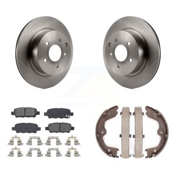 Rear Disc Rotors Semi-Metallic Pads Parking Shoes Kit For INFINITI Nissan Maxima G37 QX50 K8S-104544