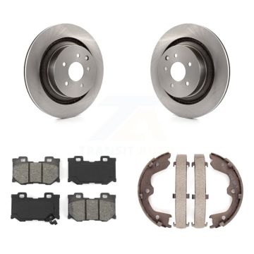 Rear Disc Rotors Semi-Metallic Pads Parking Shoes Kit For INFINITI G37 Nissan 370Z Q60 Z K8S-104545
