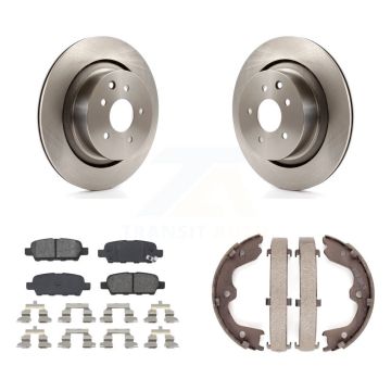 Rear Disc Rotors Semi-Metallic Pads And Parking Brake Shoes Kit For INFINITI G35 Q60 K8S-104547