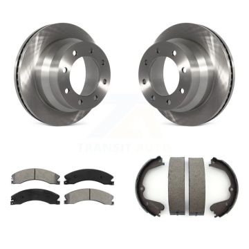 Rear Disc Rotors Semi-Metallic Pads Parking Shoes Kit For Chevrolet Express 3500 GMC 4500 K8S-104557