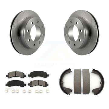Rear Disc Rotors Semi-Metallic Pads And Parking Shoes Kit For GMC Savana 3500 Cutaway Van K8S-104559