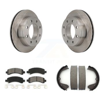 Rear Disc Rotors Semi-Metallic Pads Parking Shoes Kit For 12 GMC Savana 3500 Cutaway Van K8S-104560