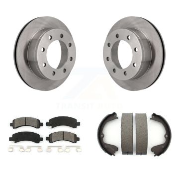 Rear Disc Rotors Semi-Metallic Pads And Parking Shoes Kit For GMC Savana 3500 Cutaway Van K8S-104561