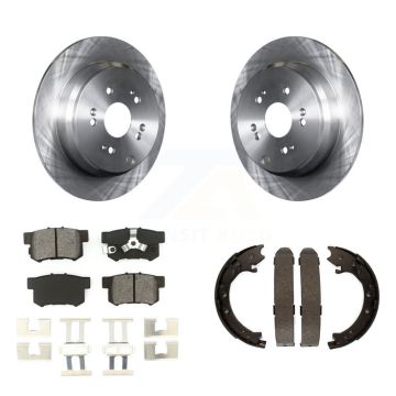 Rear Disc Rotors Semi-Metallic Pads And Parking Brake Shoes Kit For 2005-2006 Honda CR-V K8S-104567